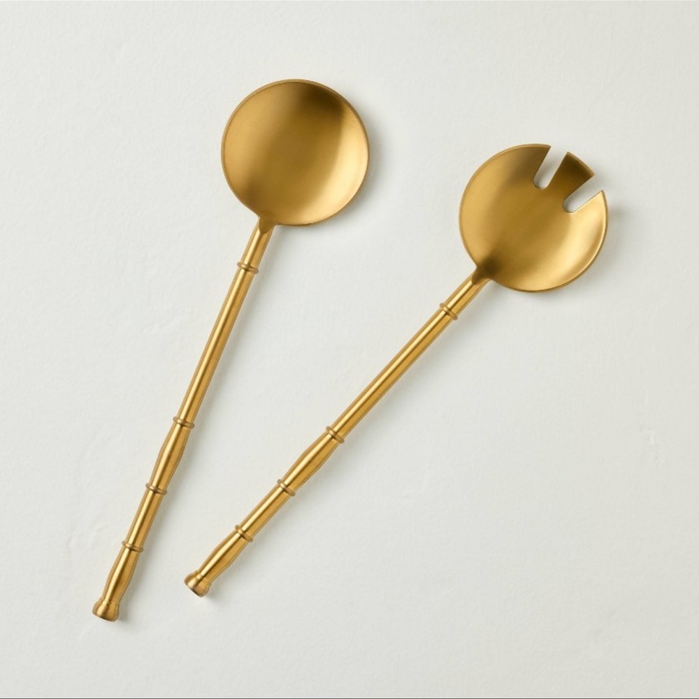 Hearth & Hand Brass Finish Salad Fork and Spoon 2 piece Set